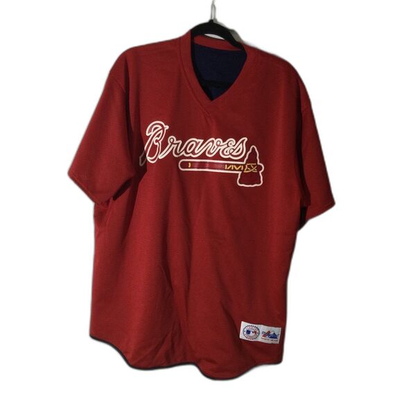 Majestic Jersey Unisex No Size Red Blue Atlanta Braves Reversable Graphic - Picture 2 of 12
